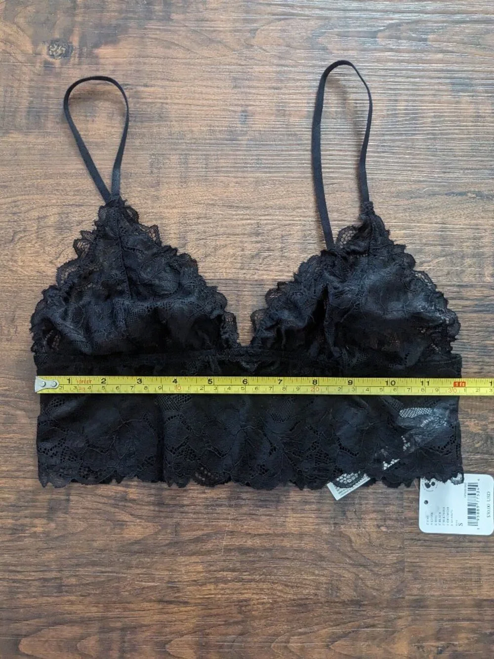 NWT FREE PEOPLE Intimately Everyday Lace Longline Bralette SM Black